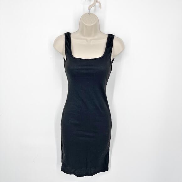 Roma Women's NEW Tank Dress Square Neckline Stretchy Ribbed Size M Black - Picture 1 of 6